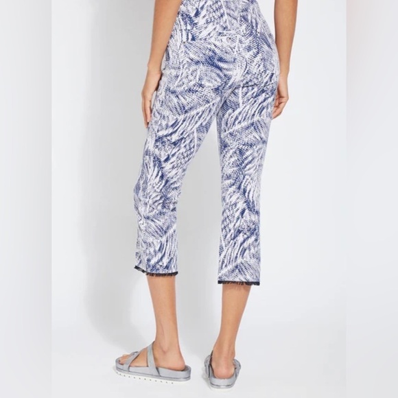 Lysse Palm Print Crop Pants | Size L | Travel Resort Linen Look Stretch NWT - Picture 3 of 10